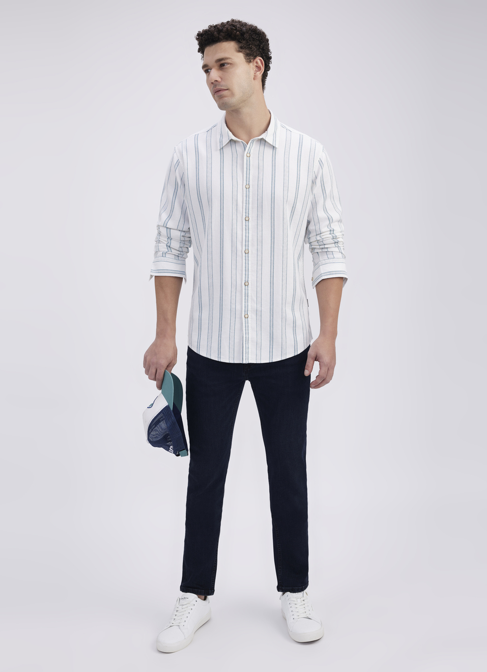 Men Green Stripe Full Sleeve Shirt, , large image number 4