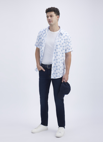 Men Blue Printed Short Sleeve Shirt