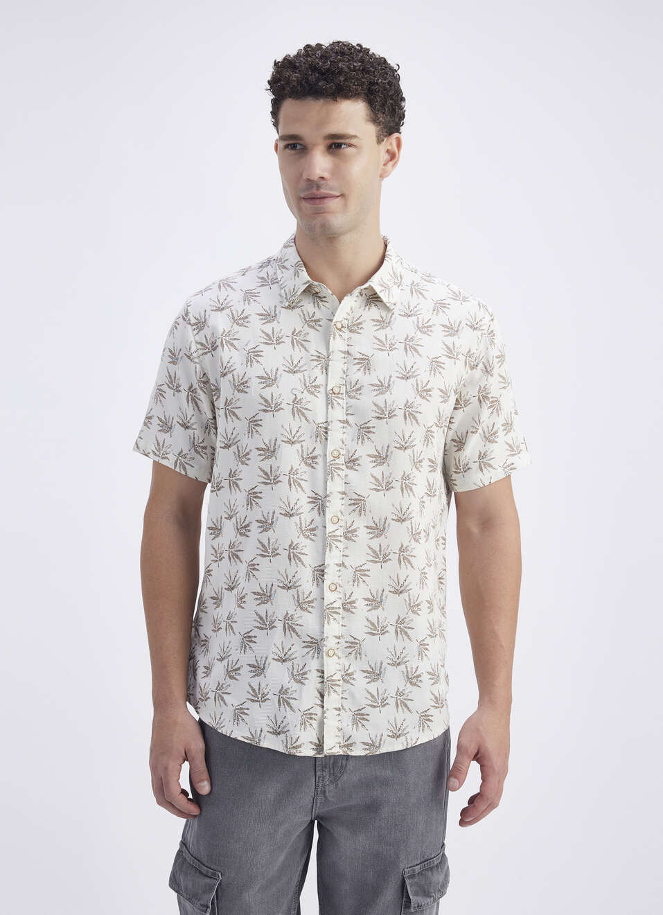 Men Brown Printed Short Sleeve Shirt, , large image number 1