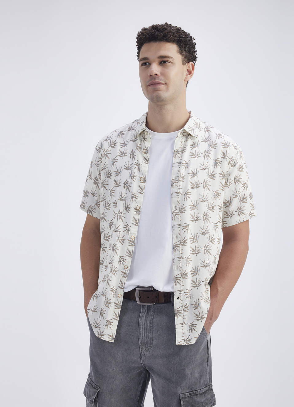 Men Brown Printed Short Sleeve Shirt, , large image number 0