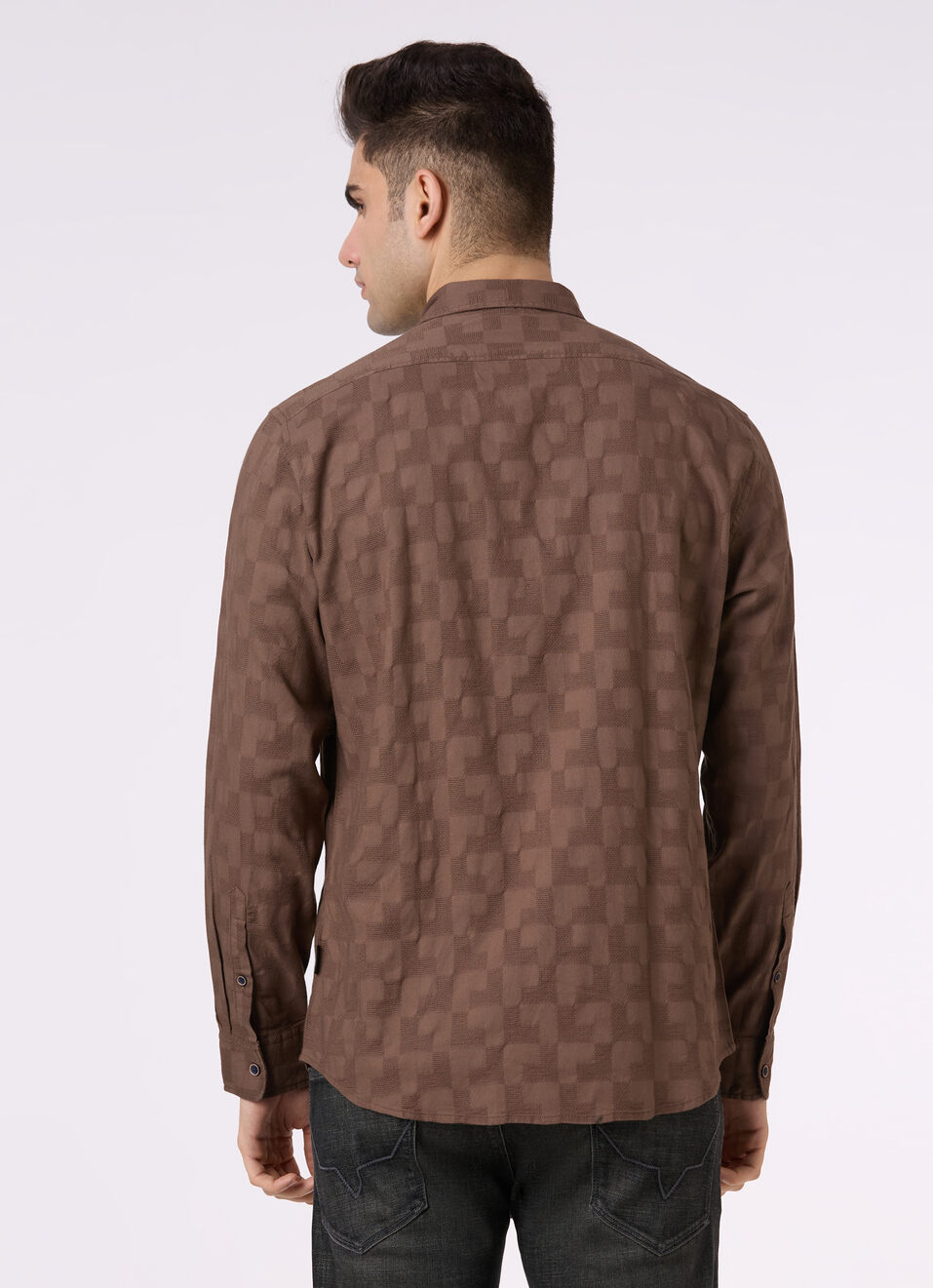 Men Light Brown Structured Full Sleeve Shirt, , large image number 2