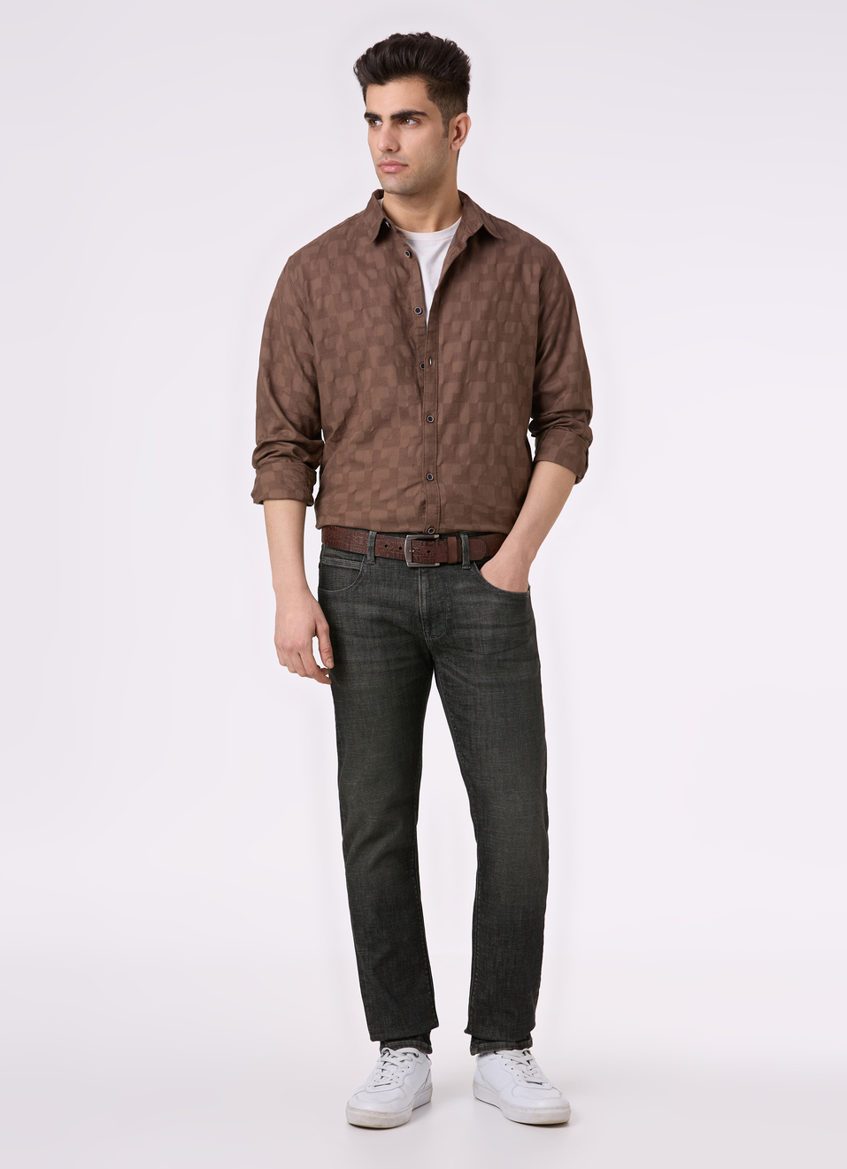 Men Light Brown Structured Full Sleeve Shirt, , large image number 5
