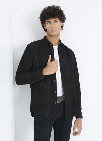 Men Green Corduory Check Regular Fit Full Sleeve Shirt
