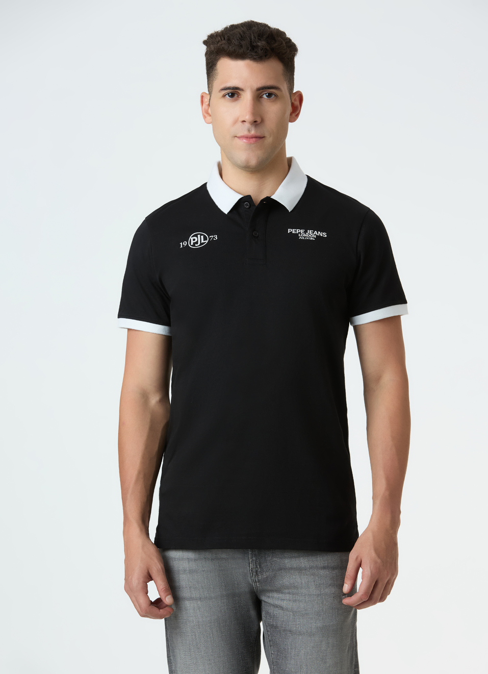 Men Black Polo With Bold Back Slogan Print, , large image number 1