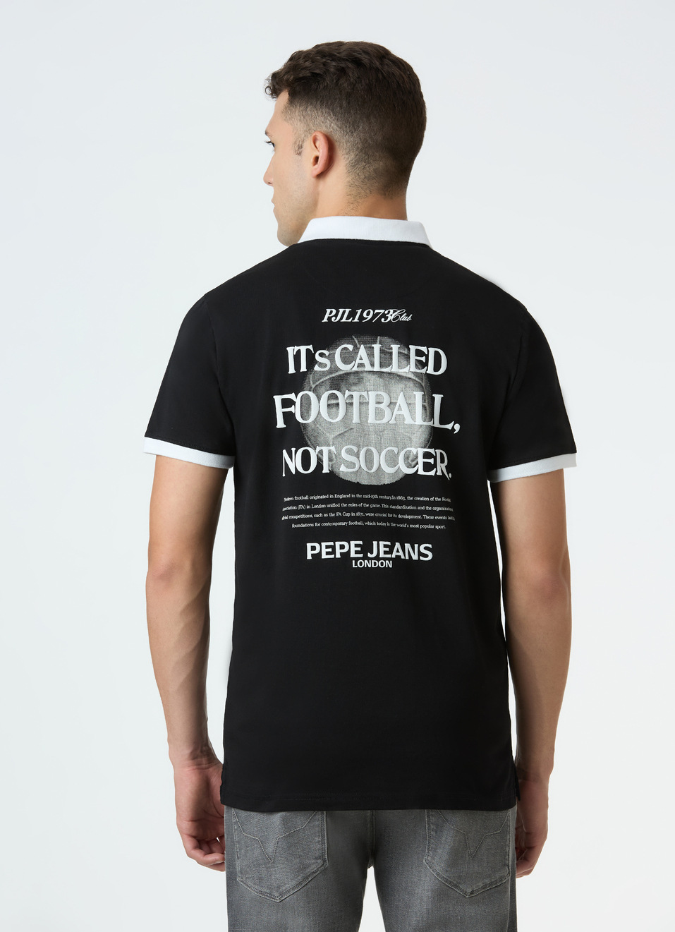 Men Black Polo With Bold Back Slogan Print, , large image number 2