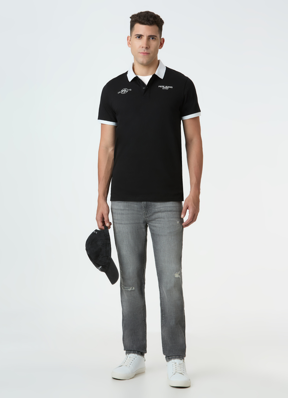 Men Black Polo With Bold Back Slogan Print, , large image number 5