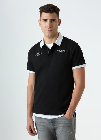 Men Black Polo With Bold Back Slogan Print