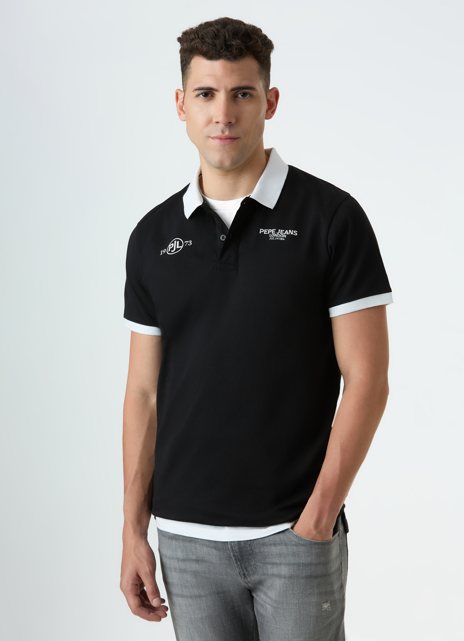 Men Black Polo With Bold Back Slogan Print, , large image number 0