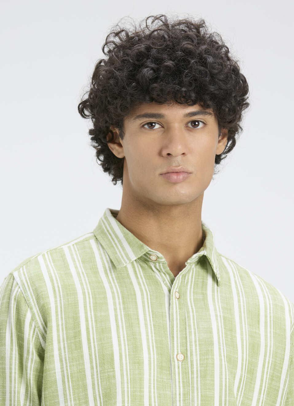 Men Green Vertical Stripe Full Sleeve Shirt, , large image number 4