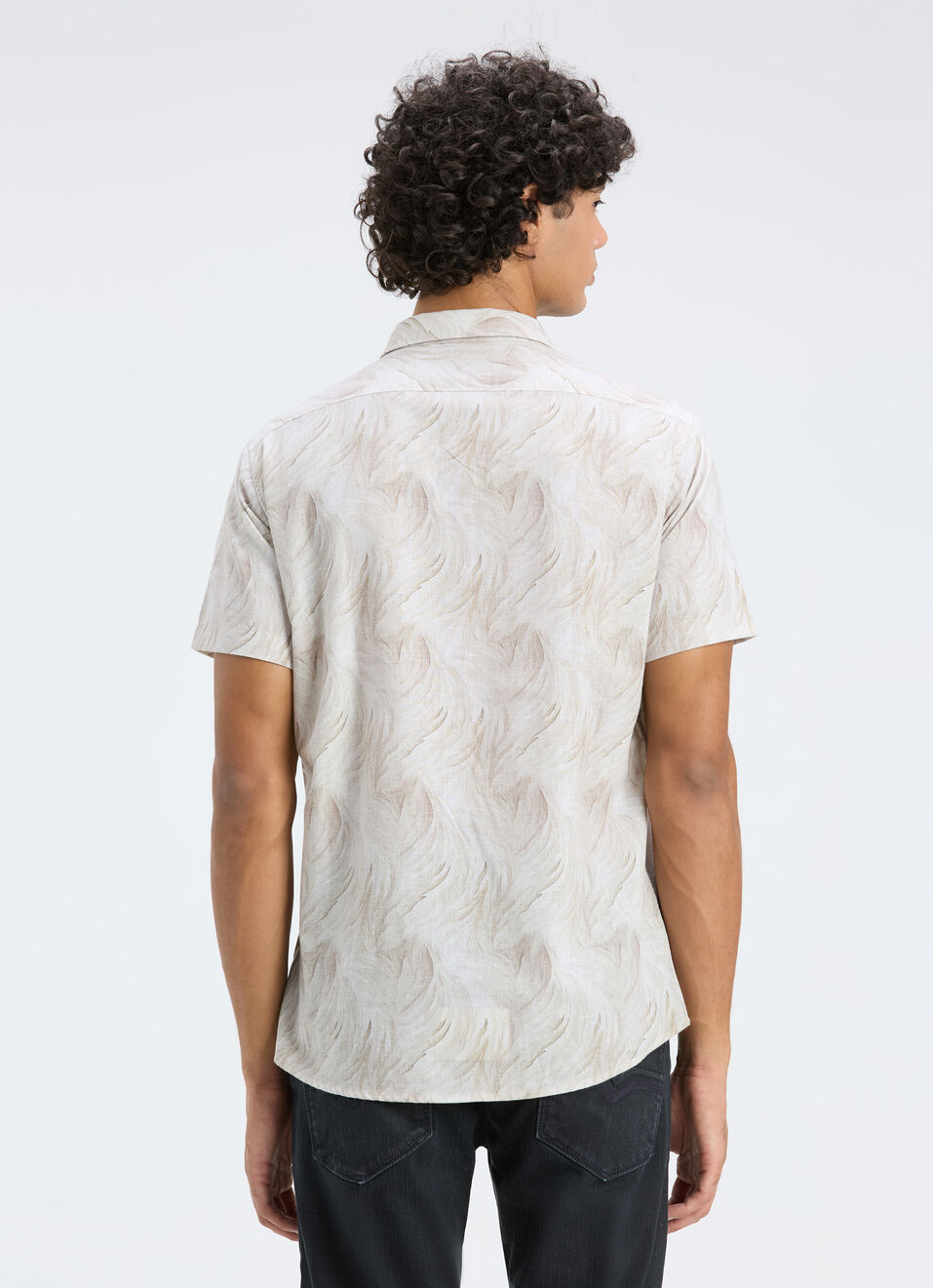 Men Beige Printed Short Sleeve Casual Shirt, , large image number 3