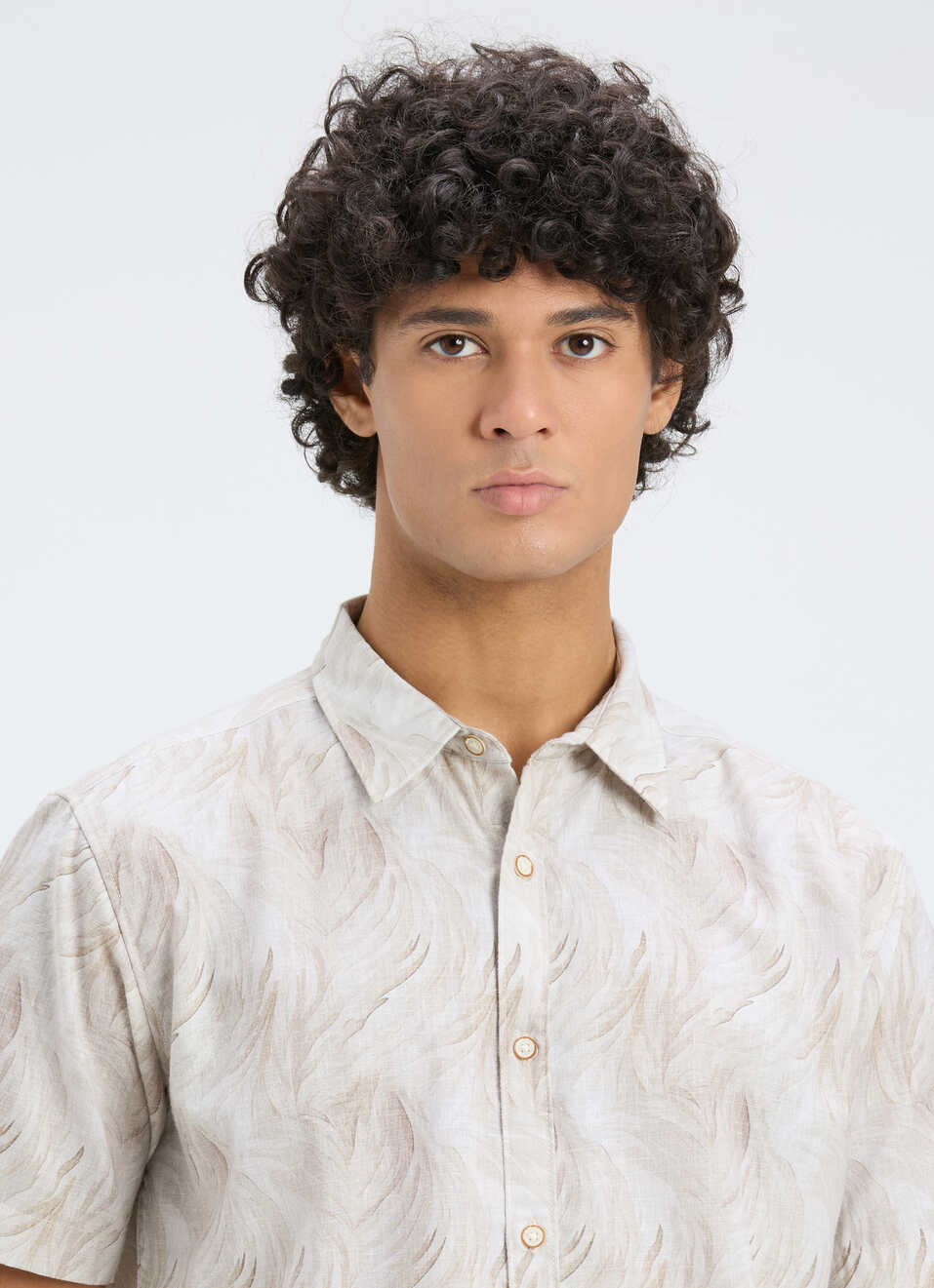 Men Beige Printed Short Sleeve Casual Shirt, , large image number 4