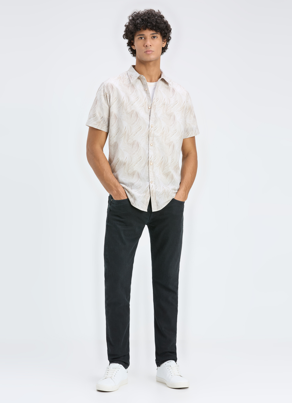 Men Beige Printed Short Sleeve Casual Shirt, , large image number 5
