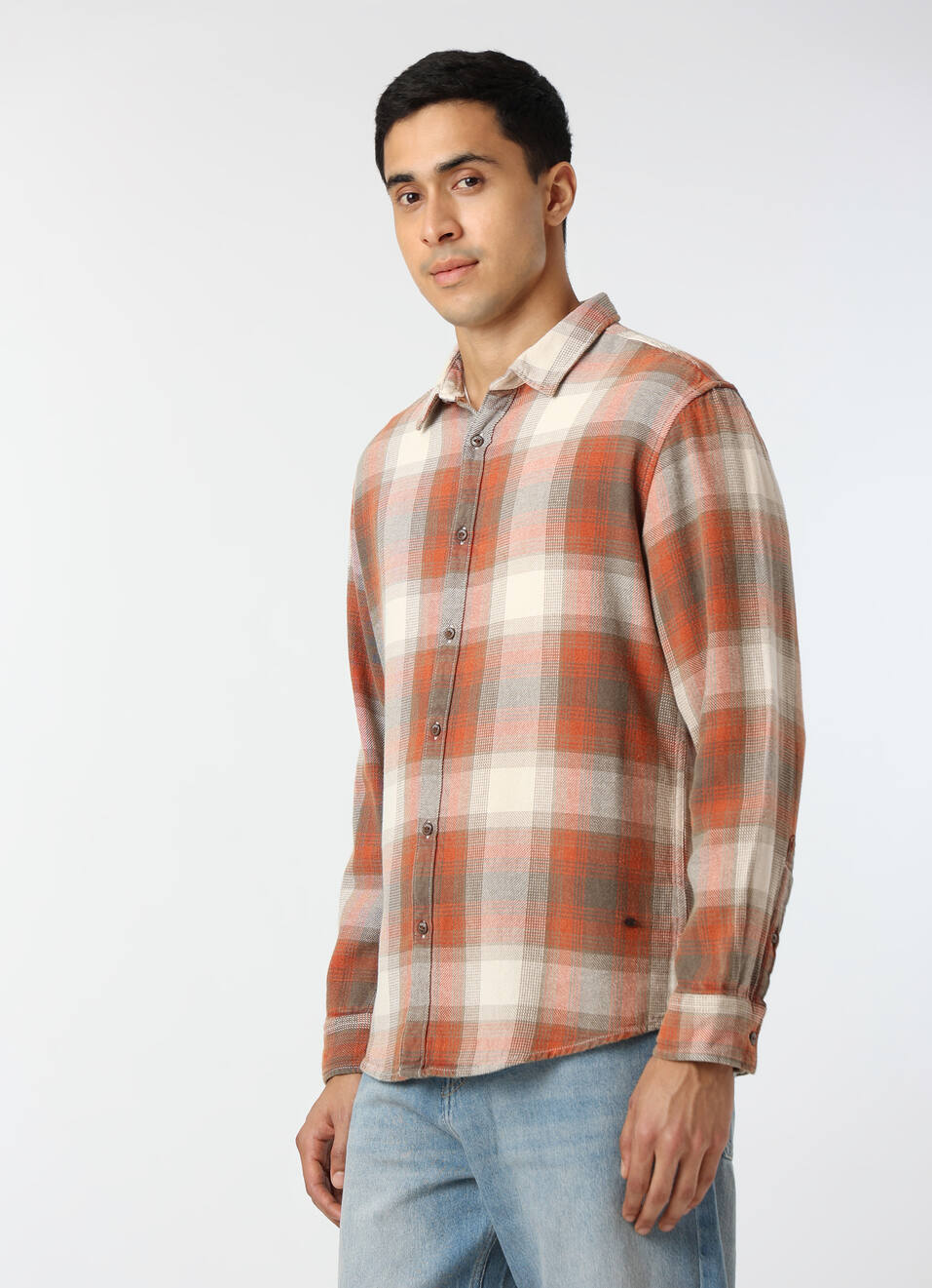 Men Brown Regular Fit Checked Casual Shirt, , large image number 3