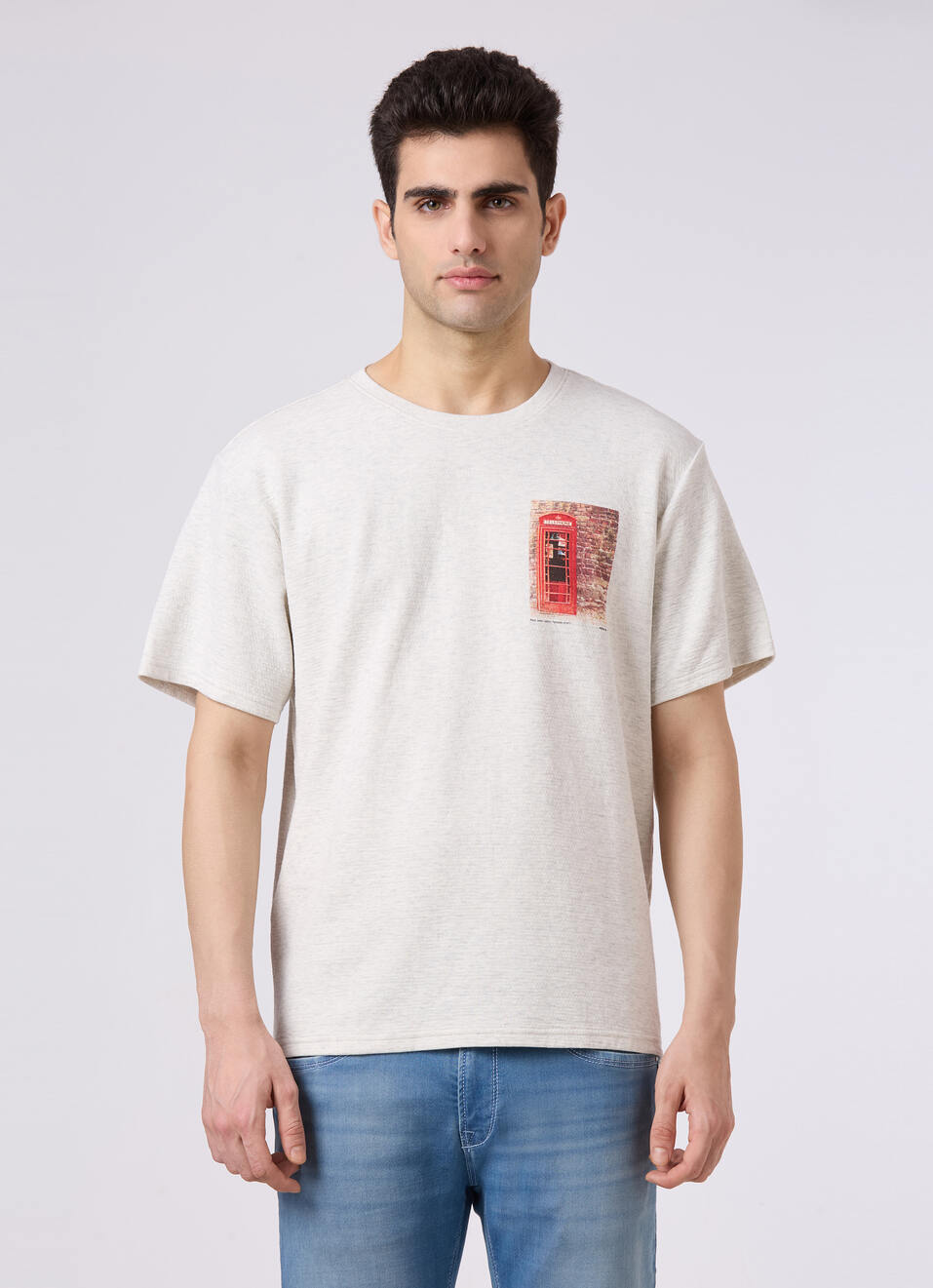 Men Ecru Graphic Print Relaxed Fit T-shirt, , large image number 1