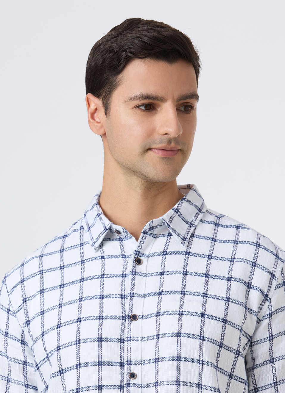 Men White Check Full Sleeve Shirt, , large image number 4