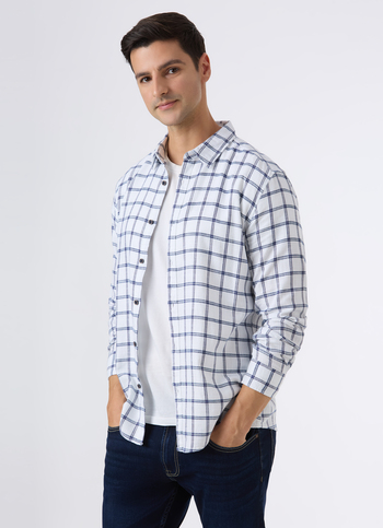 Men White Check Full Sleeve Shirt
