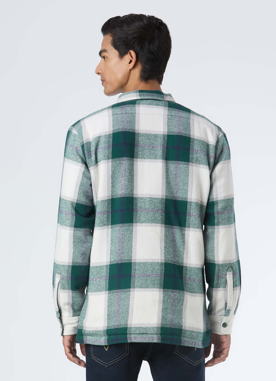 Men Green & White Oversized Check Full Sleeve Shirt, , large image number 2