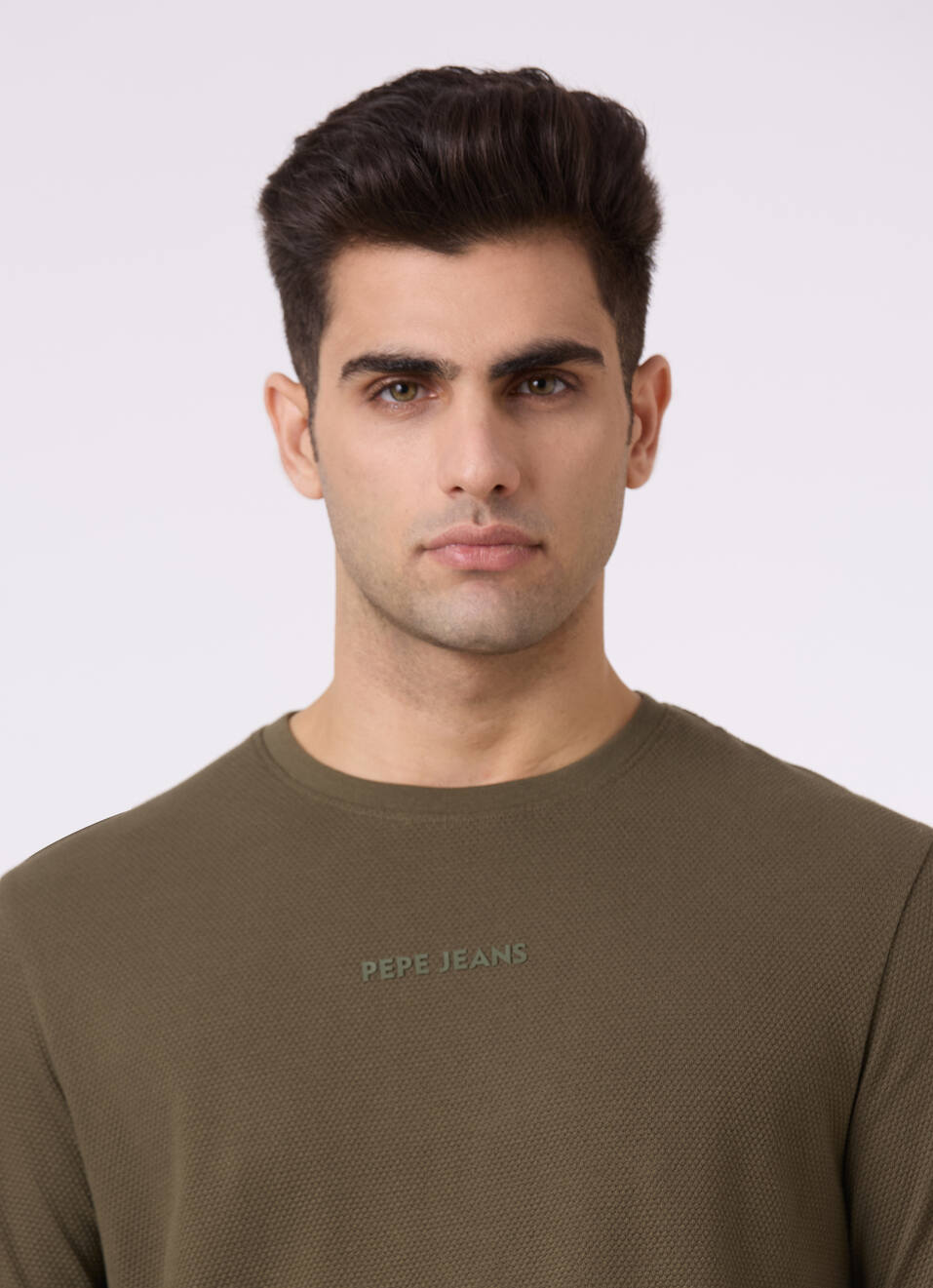 Men Leaf Green Textured Full Sleeve T-shirt, , large image number 4