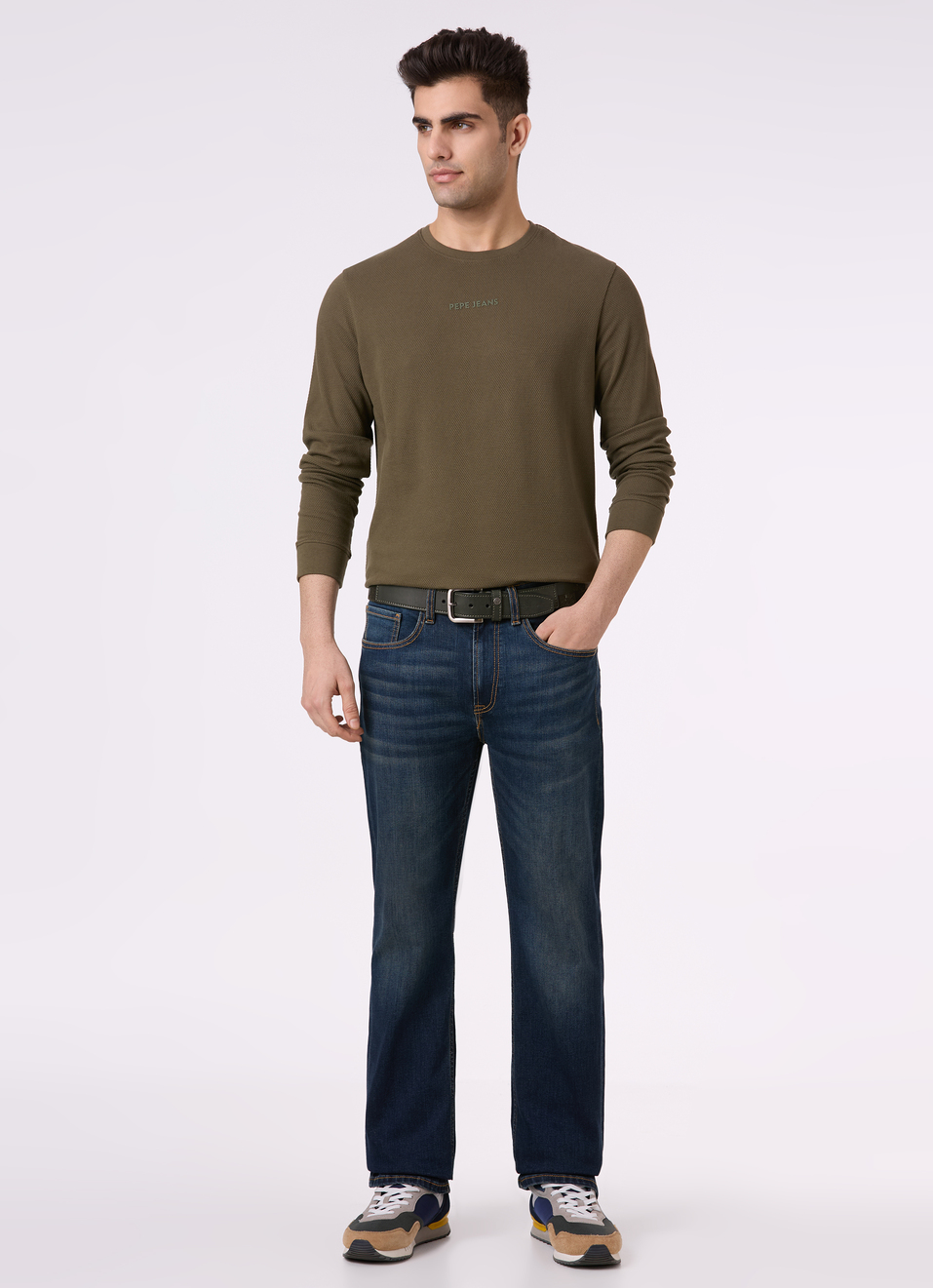 Men Leaf Green Textured Full Sleeve T-shirt, , large image number 5