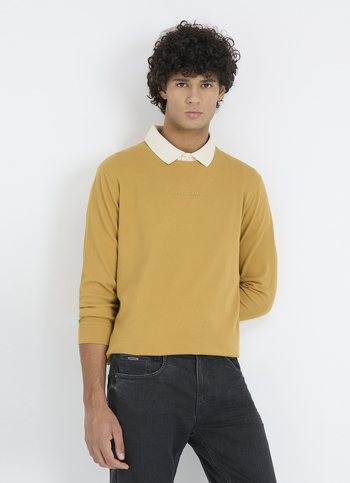 Men Brown Textured Full Sleeve T-shirt