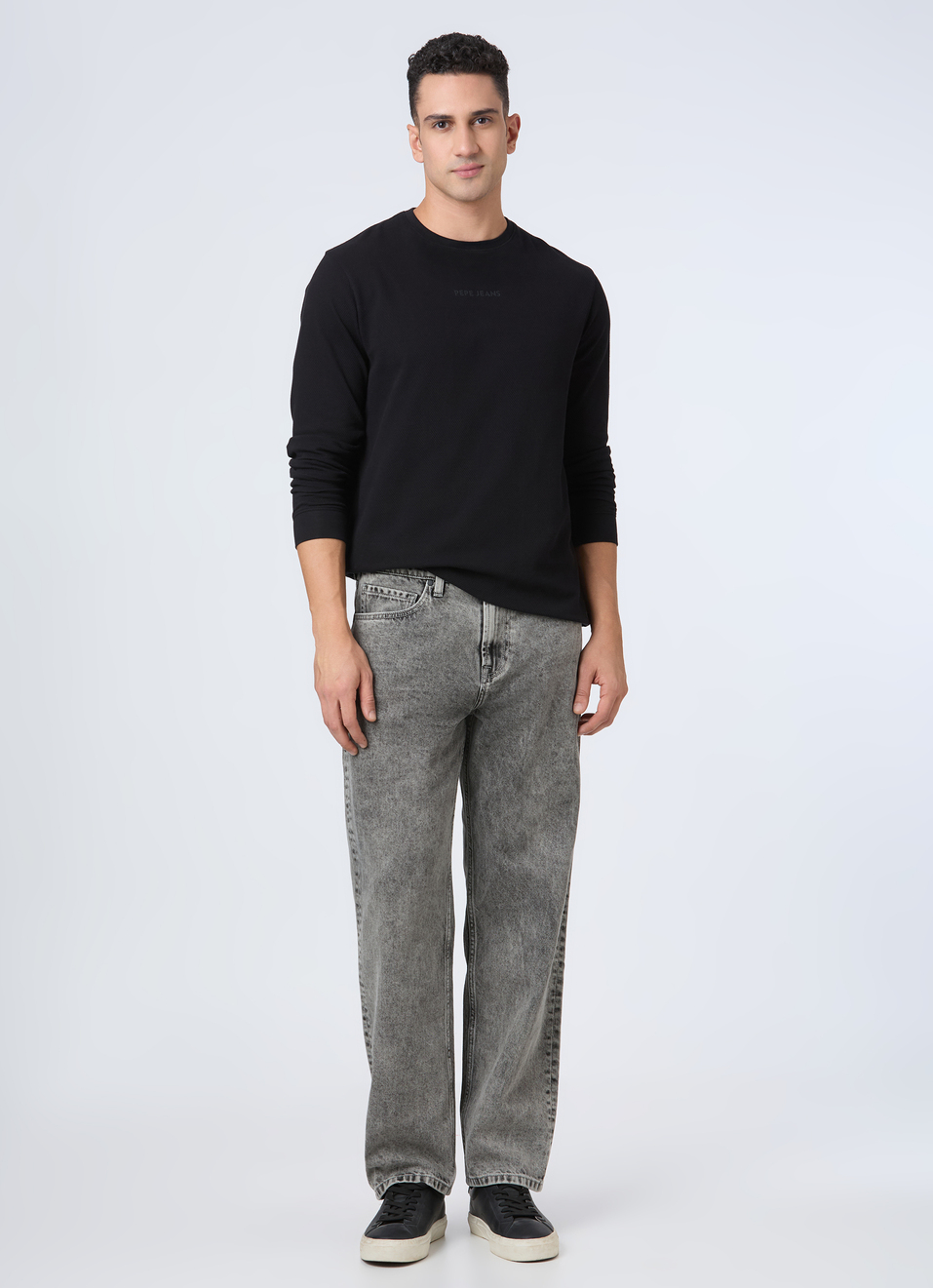 Men Black Textured Full Sleeve T-shirt, , large image number 5