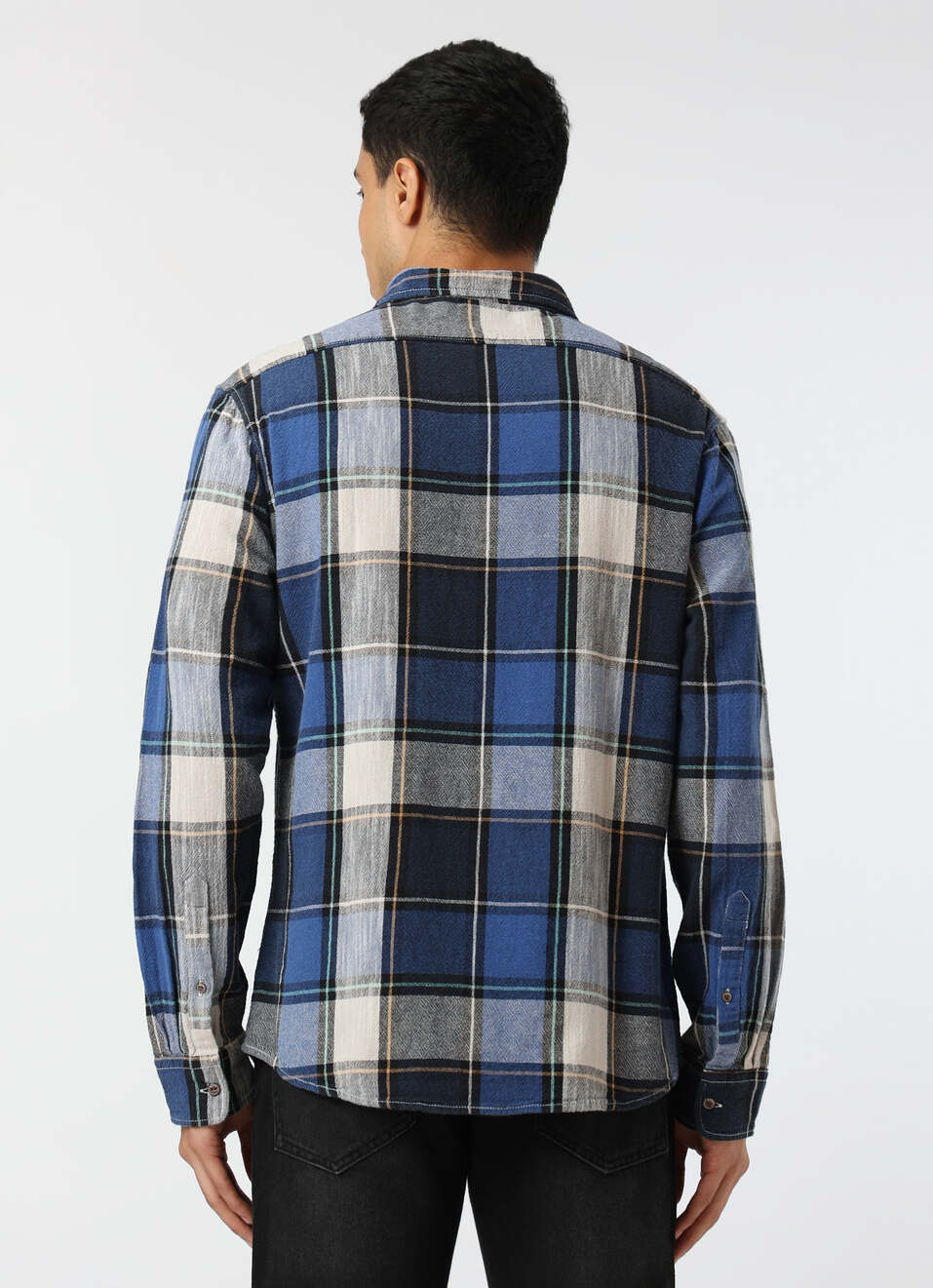 Men Blue Regular Fit Checked Casual Shirt, , large image number 2