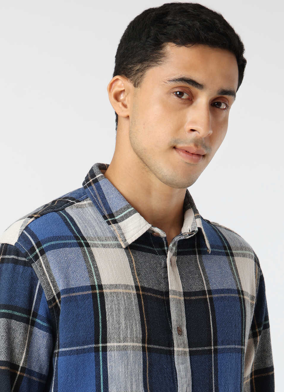 Men Blue Regular Fit Checked Casual Shirt, , large image number 4