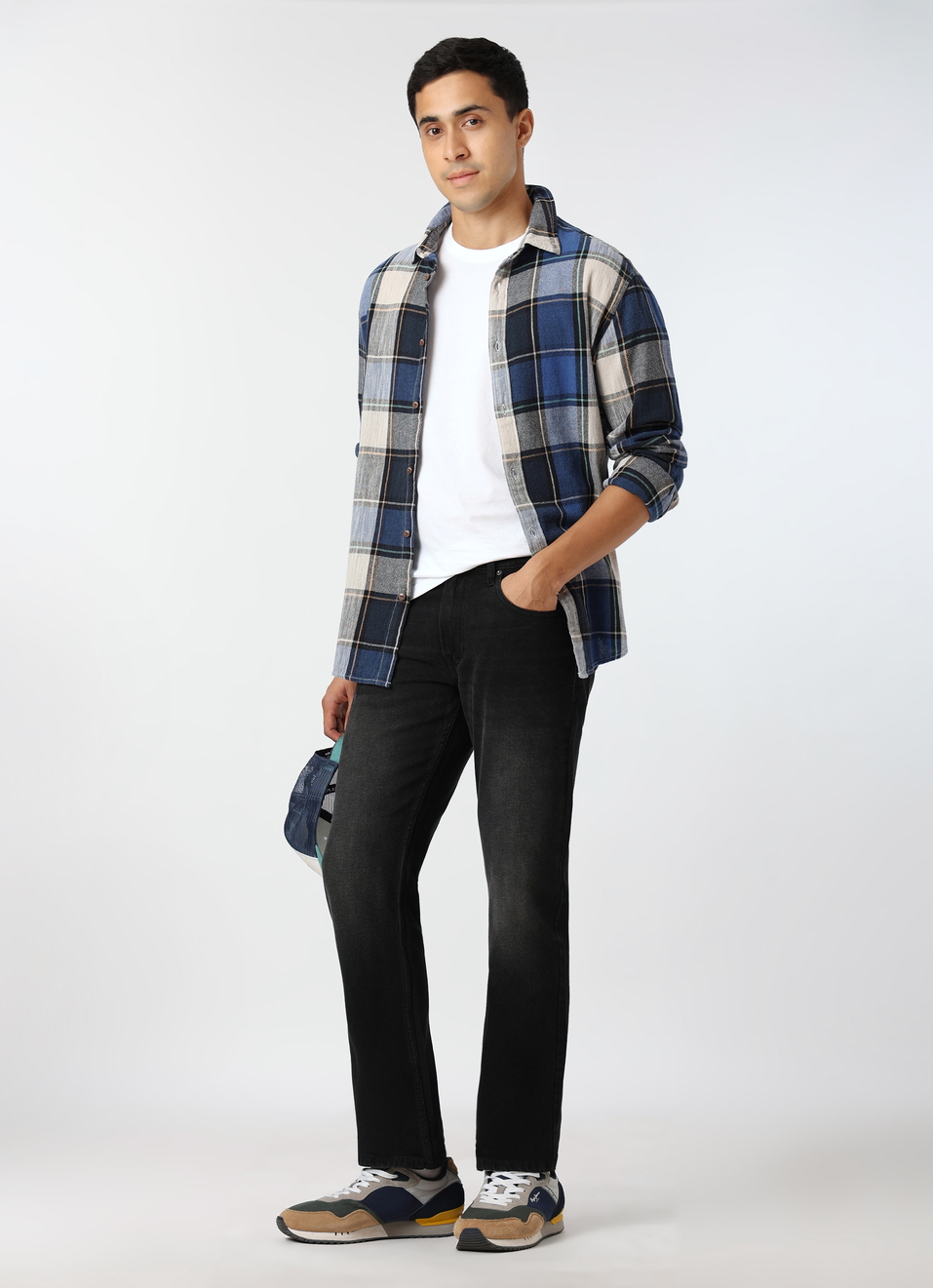 Men Blue Regular Fit Checked Casual Shirt, , large image number 5