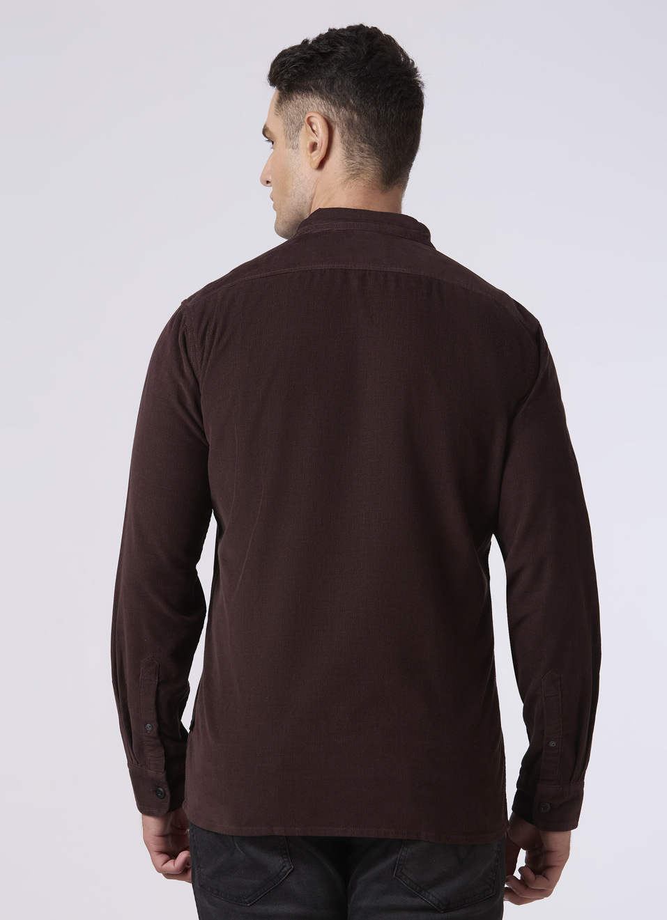 Men Brown Corduroy Flap Pocket Full Sleeve Shirt, , large image number 2