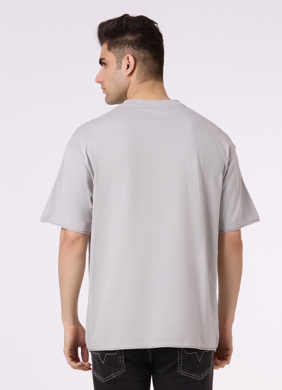 Men Grey Utility Pocket Short Sleeve Oversized T-shirt, , large image number 2