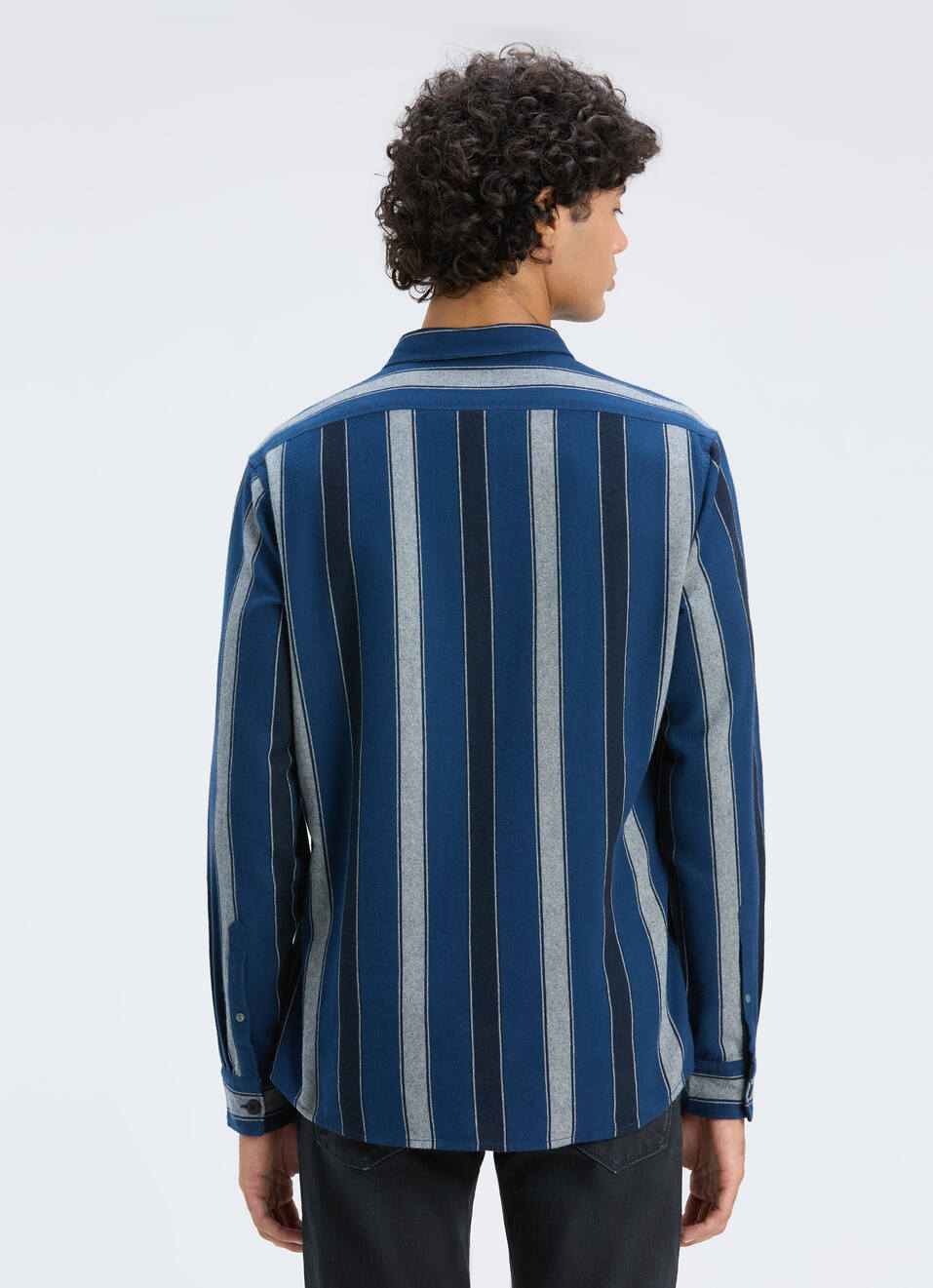 Men Blue Vertical Stripe Full Sleeve Shirt, , large image number 2