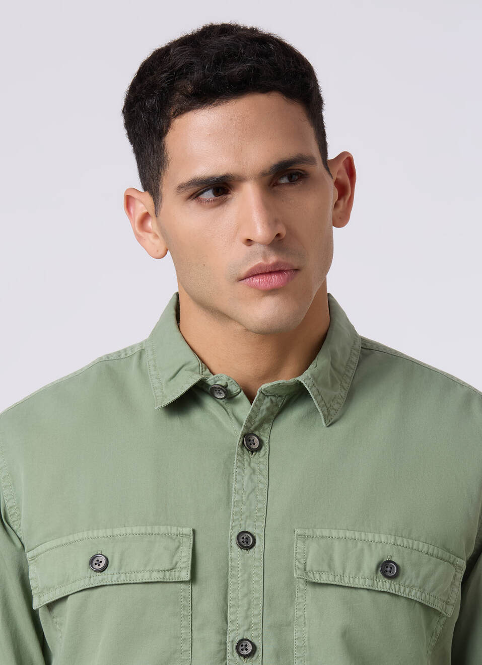 Men Green Utility Flap Pockets Casual Shirt, , large image number 4