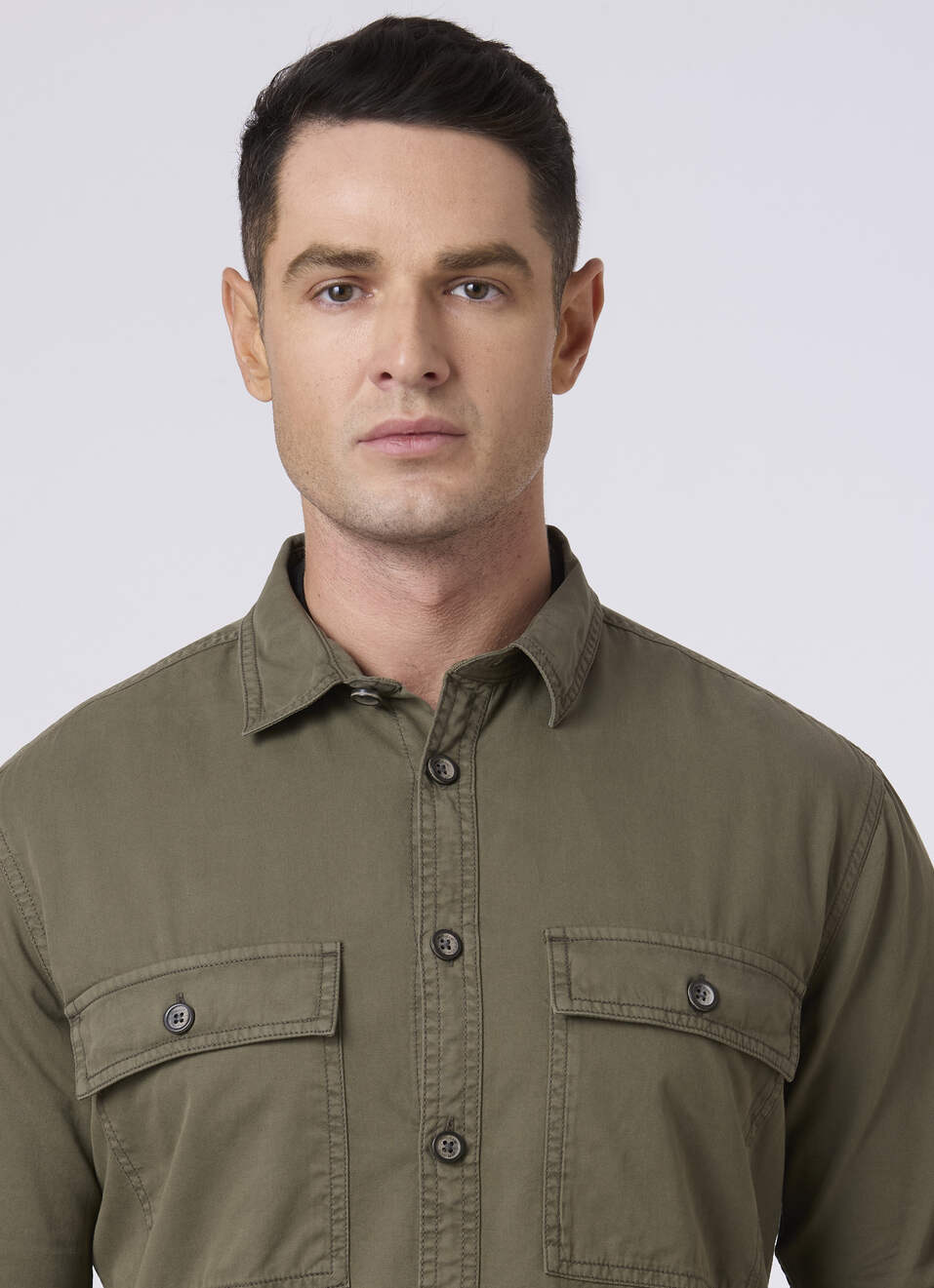 Men Olive Flap Utility Pockets Casual Shirt, , large image number 4