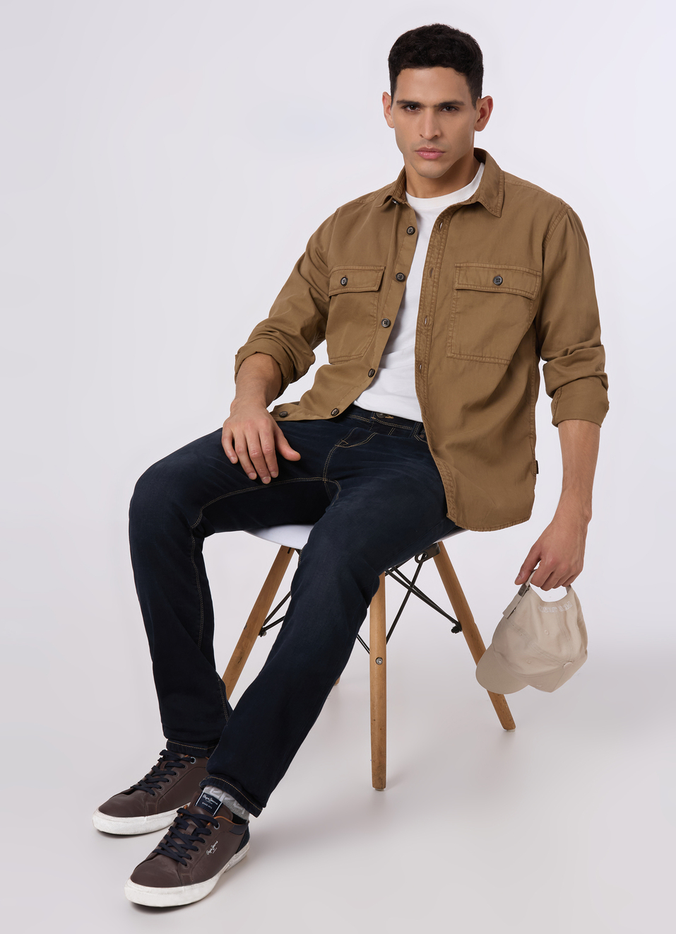 Men Khaki Flap Utility Pockets Casual Shirt, , large image number 5