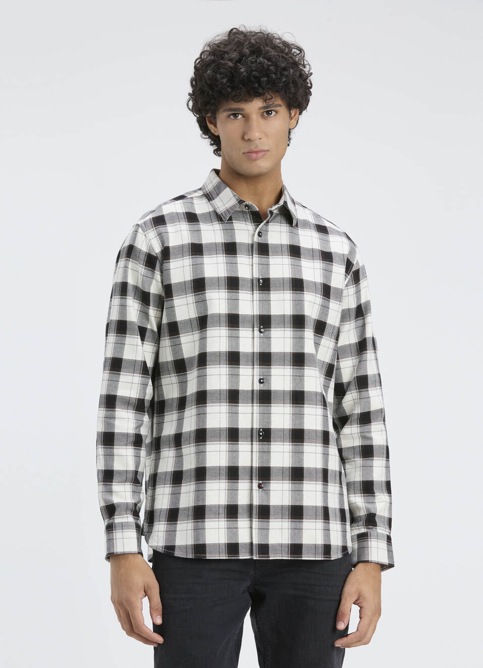 Men Black Oxford Check Full Sleeve Shirt, , large image number 1