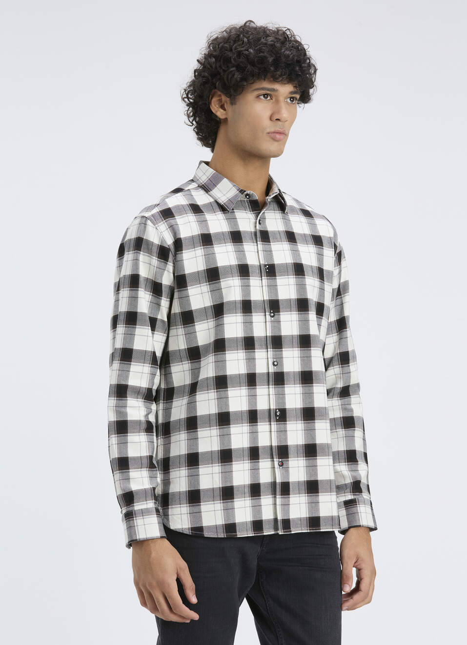 Men Black Oxford Check Full Sleeve Shirt, , large image number 3