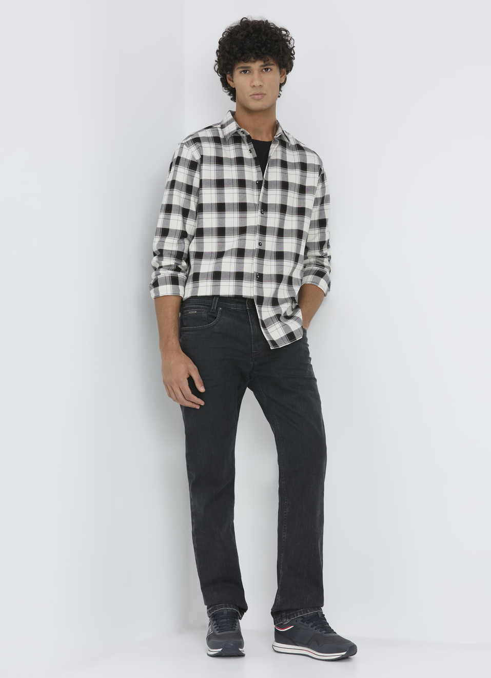 Men Black Oxford Check Full Sleeve Shirt, , large image number 5