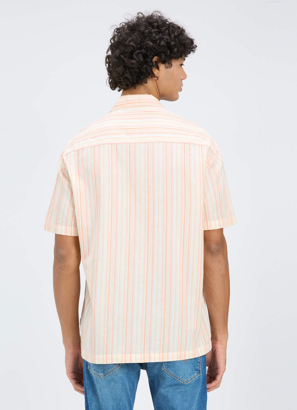 Men Orange Resort Collar Relaxed Fit Short Sleeve Shirt, , large image number 2