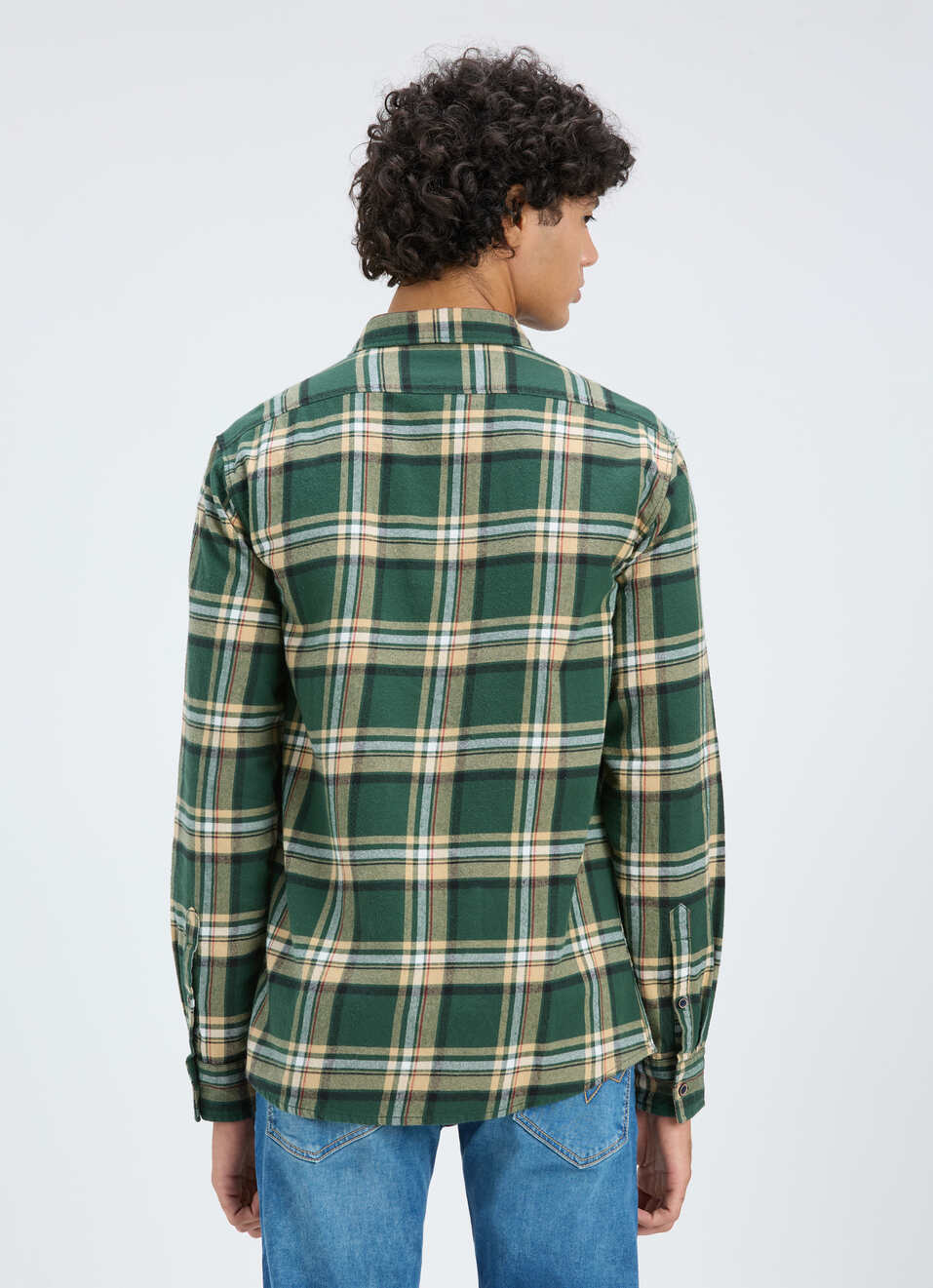 Men Green & Beige Check Full Sleeve Shirt, , large image number 2