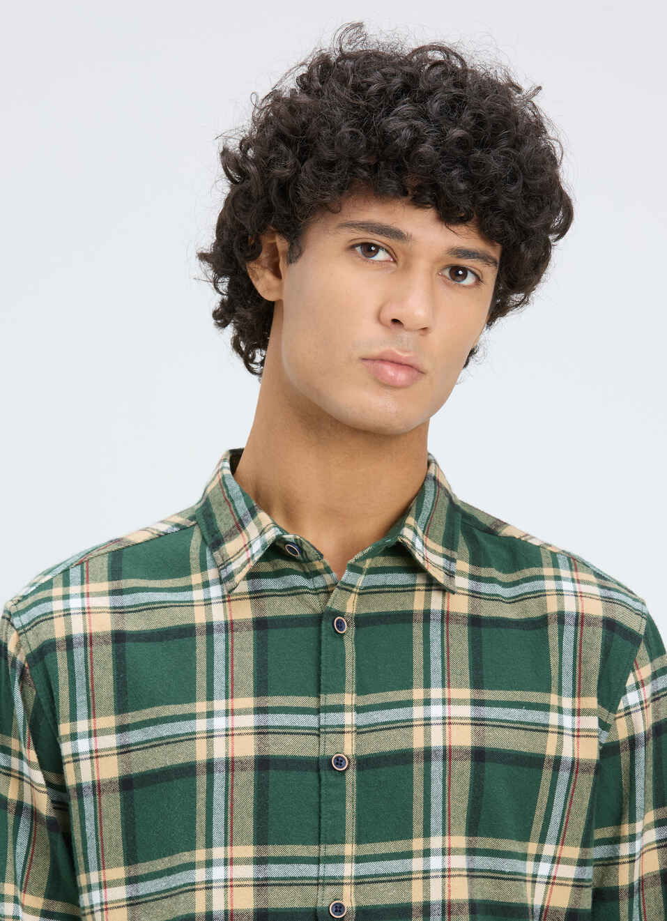 Men Green & Beige Check Full Sleeve Shirt, , large image number 4