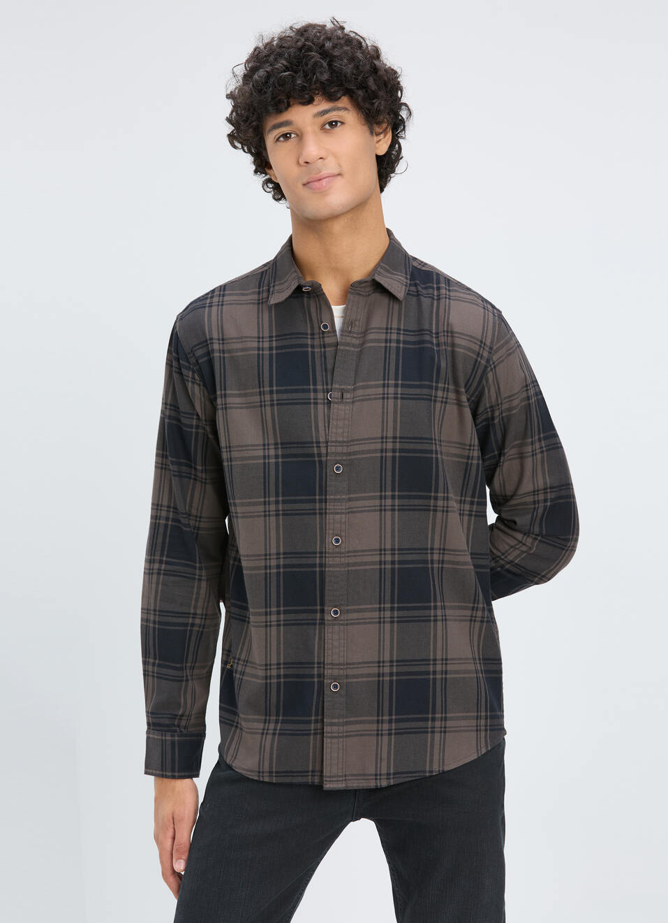 Men Black Blotch Check Full Sleeve Shirt, , large image number 0