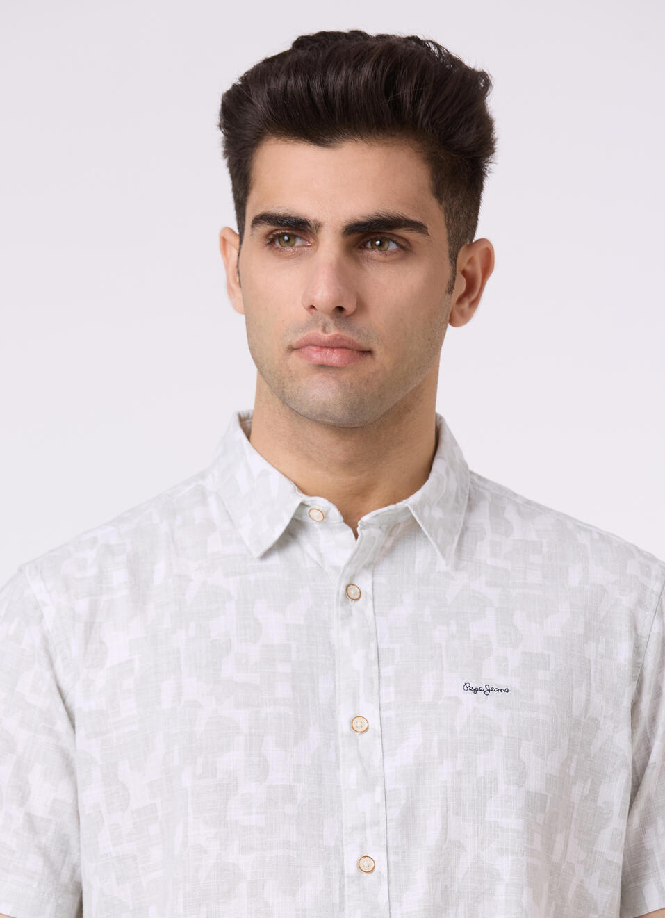 Men Grey Abstract Print Short Sleeve Shirt, , large image number 4