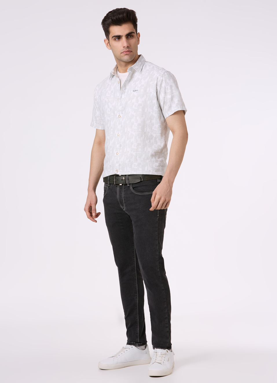 Men Grey Abstract Print Short Sleeve Shirt, , large image number 5