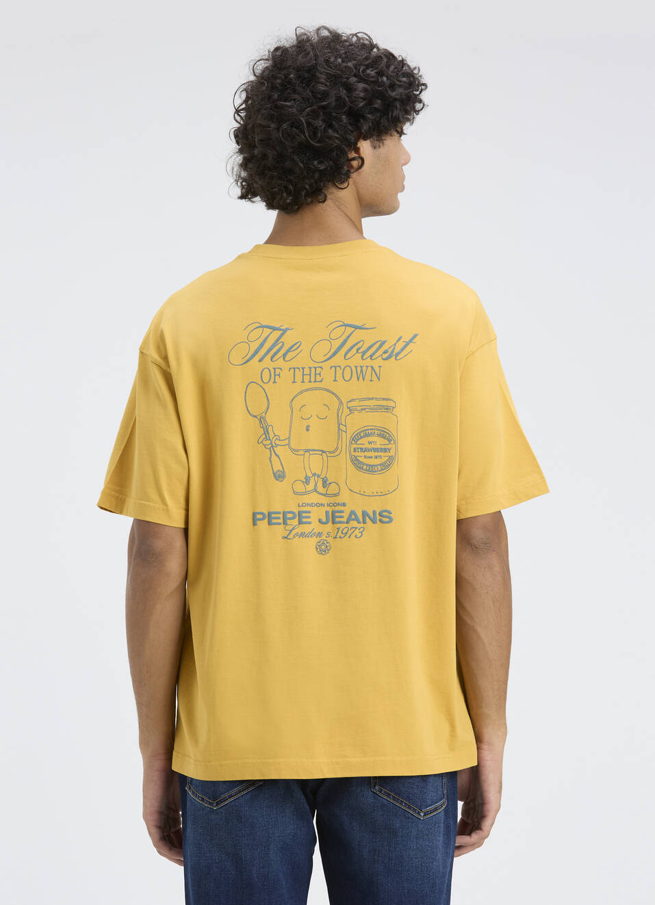 Men Gold Back Print Short Sleeve Oversized T-shirt, , large image number 2