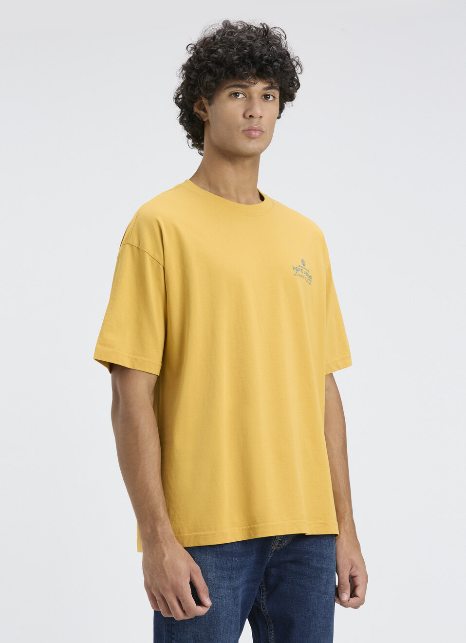 Men Gold Back Print Short Sleeve Oversized T-shirt, , large image number 3