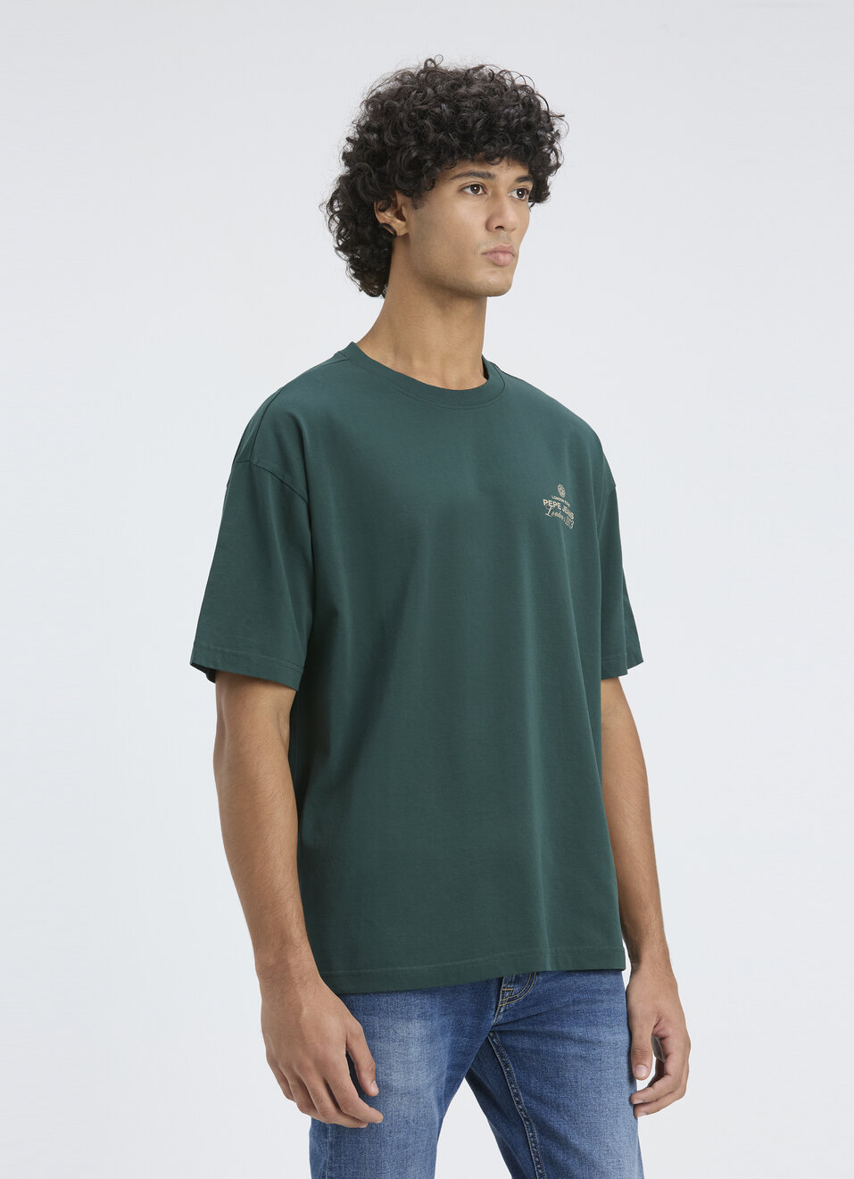 Men Green Back Print Short Sleeve Oversized T-shirt, , large image number 3