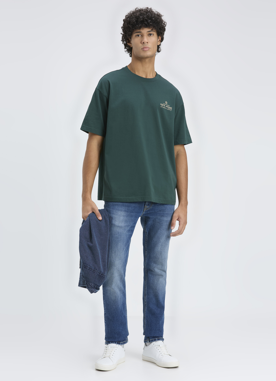 Men Green Back Print Short Sleeve Oversized T-shirt, , large image number 5