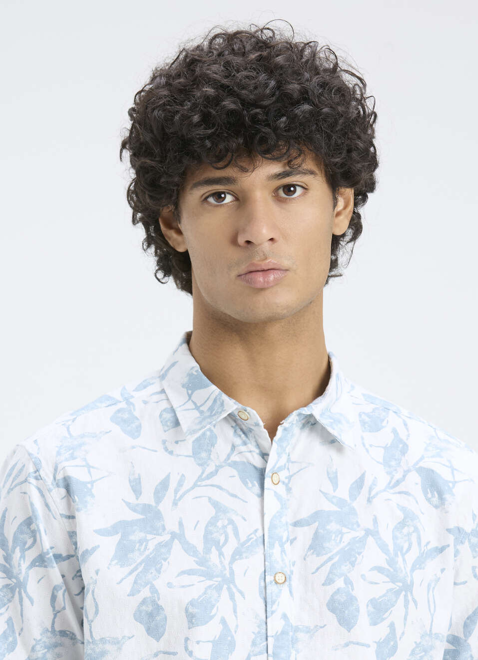 Men Blue Botanical Print Short Sleeve Shirt, , large image number 4