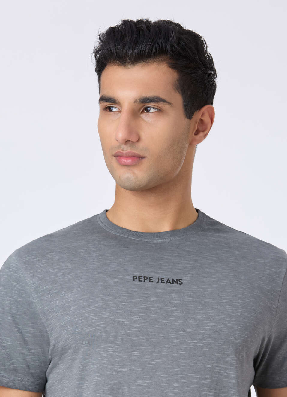 Men Grey Back Graphic Print Slim Short Sleeve T-shirt, , large image number 4