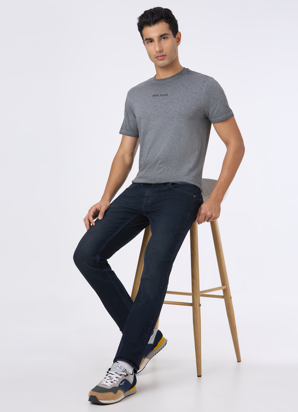 Men Grey Back Graphic Print Slim Short Sleeve T-shirt, , large image number 5